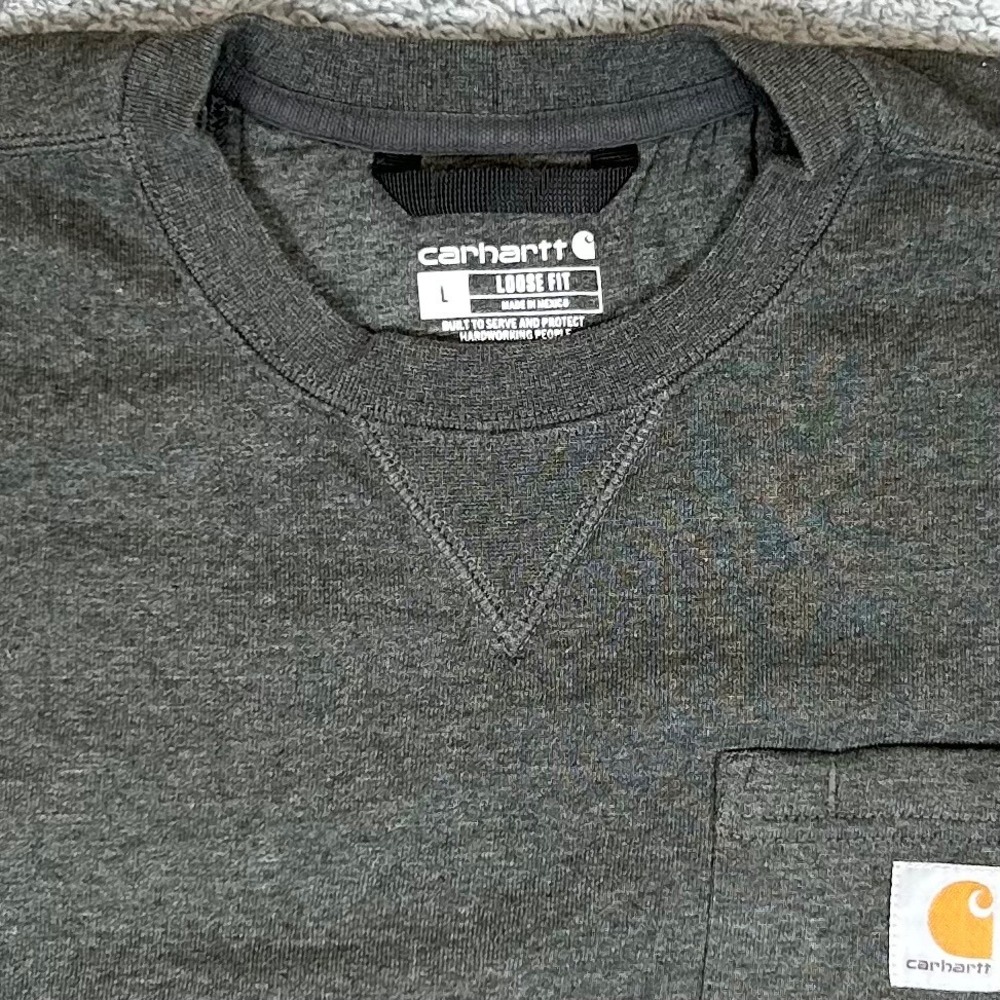Carhartt Mens Loose Fit Pocket Crewneck Sweatshirt Gray TS3852-M Large